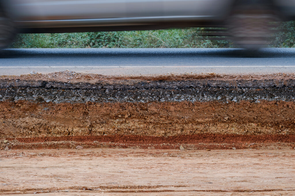 Layers of rock underneath the earth to represent storage