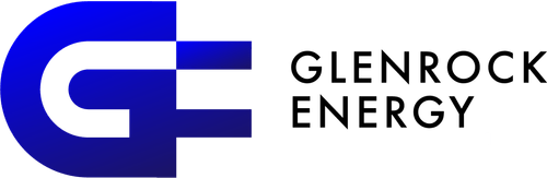 Large blue letter G, hidden E for Glenrock Energy logo. Click image to go to website. 