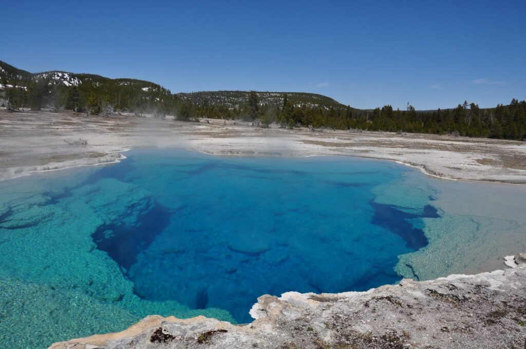 Deep blue water in Yellowstone National Park